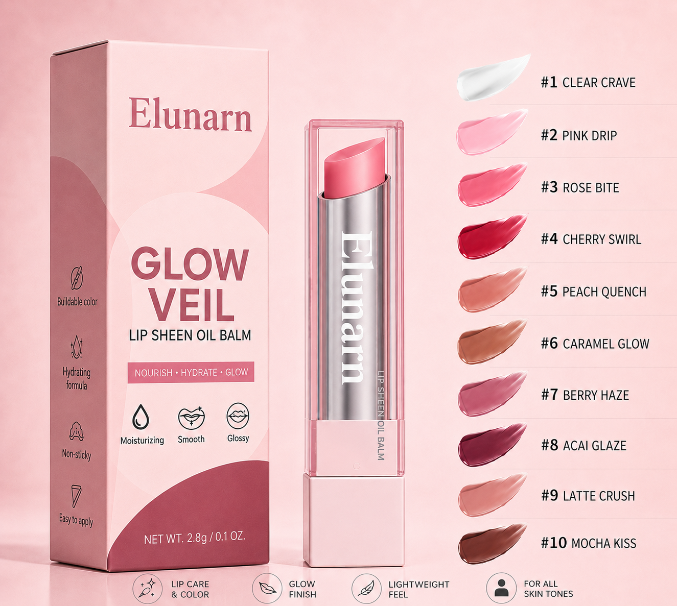 🔥Last Day Buy 1 Get 1 Free|ELunarn GLOW VEIL LIP SHEEN OIL BALM